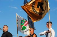 Золт Тиритијан, лидерот на новата екстремна десничарска група се обраќа за време на формирањето на нивното ново движење наречено Сила и Решителност.